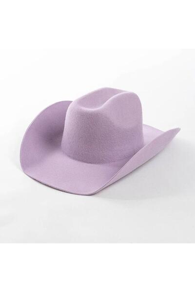 Pursehuit Pălărie Fedora, mov, lână, stil cowboy, reglabilă, Celia