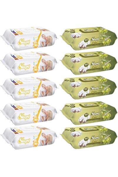 Sleepy حساس x5 وزيت الزيتون x5 (10×90) 900 ورقة