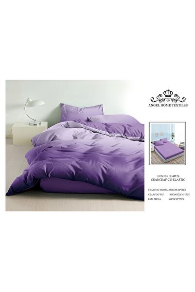 OEM 4-Piece Elastic Bed Linen Set, UNI Wave Pattern 180x200cm with 2 Pillowcases Included