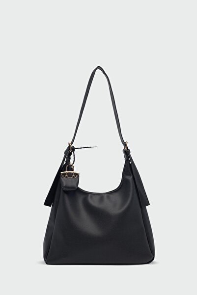 Shule Bags Guts Charmlı Salaş Omuz Çantası Siyah