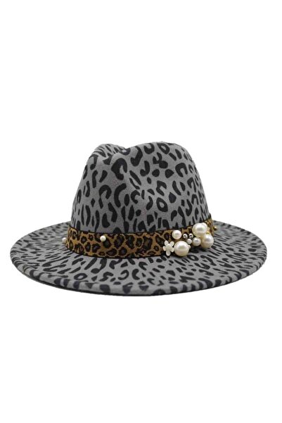 Pursehuit Women's hat, gray, animal print, Celestina