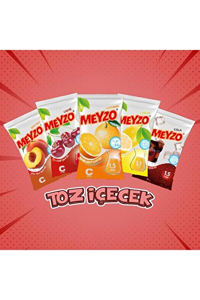 Meyzo Toz İçecek Karma Paket Limon Portakal Şeftali Vişne 9gr. 4*6 Adet 24'lü