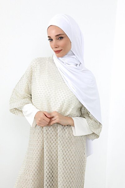 Aisha's Design Πρακτικό χτενισμένο βαμβακερό σάλι που καλύπτει τον λαιμό, PS-59, Λευκό