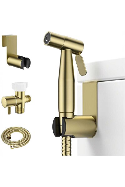 Elindor ® Hygienic Shower Set, for Toilet, Adjustable Jet, Gold