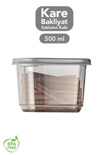 Meleni Home 1 Square Storage Container with Lid - Airtight Food Sugar Spice Storage Container 500 ml Anthracite