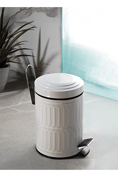 Sas Haus Vintage Λευκός Κάδος Απορριμμάτων με Πεντάλ – Ανοξείδωτο Μέταλλο, Αφαιρούμενος Εσωτερικός Κάδος 5 λίτρων (18,5 cm x 24 cm)