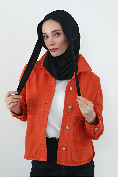 Aisha's Design Combed Cotton Bonnet with Neck Covering Feature and Headphone Opening, B-94, Black