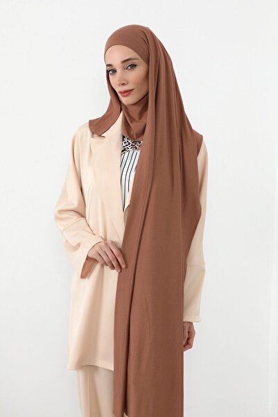 Aisha's Design Σάλι από χτενισμένο βαμβάκι με πέπλο που καλύπτει το λαιμό, PS-58, Σκούρο καφέ