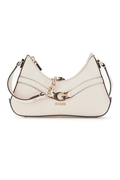 Guess Kadın Zincir Aksesuarlı Yarım Ay Omuz Çantası - Kırık Beyaz