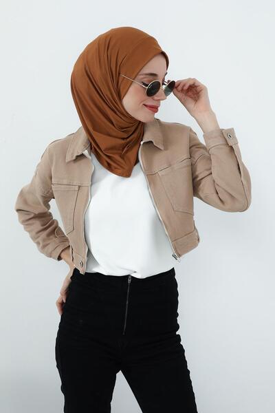 Aisha's Design Χτενισμένο βαμβακερό καπό με προστασία λαιμού και θύρα για ακουστικά, B-94, Σκούρο μουστάρδα