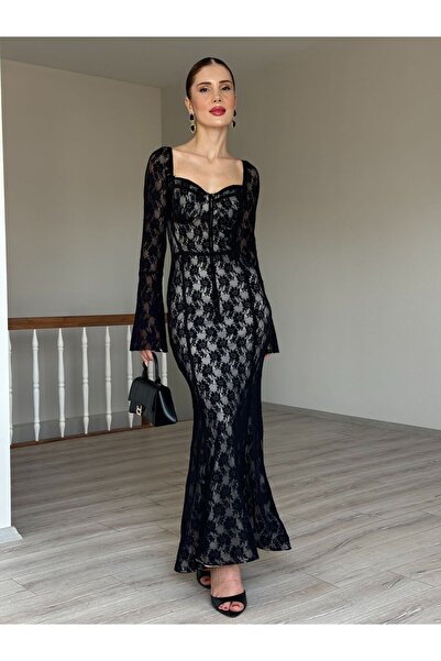 YK FASHION Tasarım Dantelli Elbise