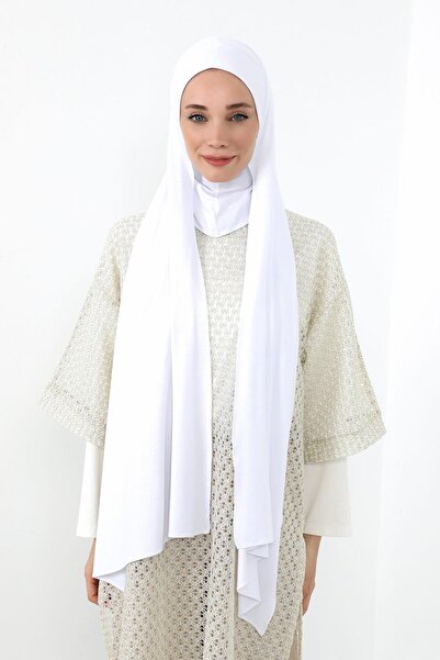 Aisha's Design Πρακτικό χτενισμένο βαμβακερό σάλι που καλύπτει τον λαιμό, PS-59, Λευκό