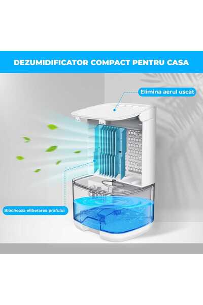 Elindor Dezumidificator portabil ®, oprire automată, rezervor de 1 litru, alb