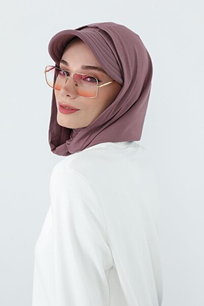 Aisha's Design Combed Cotton Women's Ready-Made Bonnet with Visor and Concealer Feature, B-88P, Dusty Rose