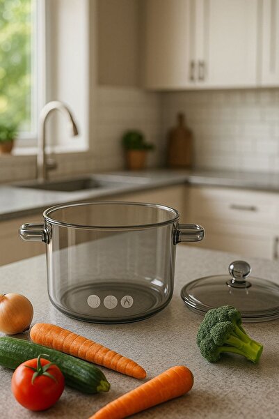 Qerhome Borosilicate Glass Pot 1.9 Lt Smoked