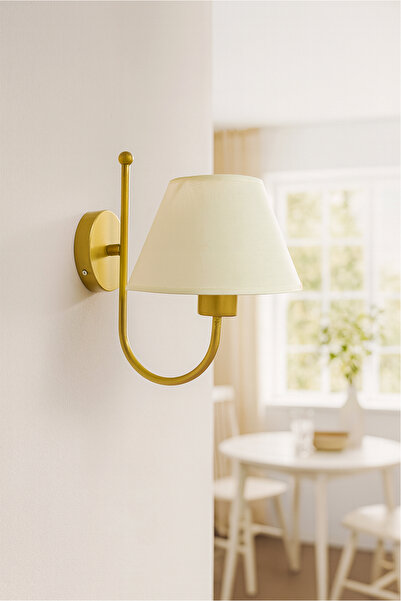 HOMİNG Solena Antique Gold Sconce Cream Fabric 242252