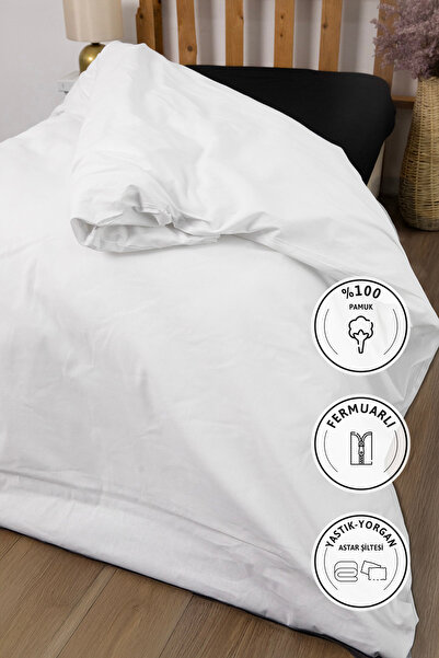 FAVORA Quilt Liner Mattress 100% Cotton Single Zippered Quilt Inner Cover 160X220 - White