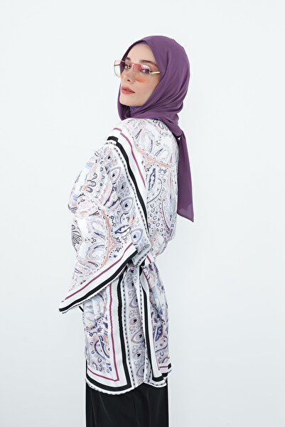 Aisha's Design Crepe Shawl & Combed Cotton Bonnet Two-Piece Set, Ps-56, Purple 2 - Purple