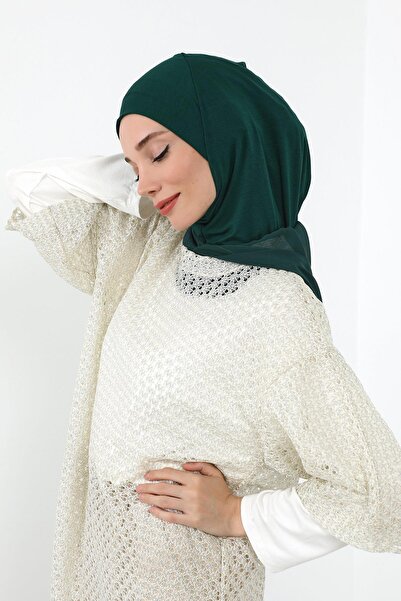 Aisha's Design Chiffon Hooded Combed Cotton Bonnet with Neck Covering Feature, B-95, Green