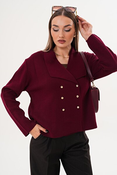 ŞİMAL Women's Button Closure High Neck Cardigan 255093 -