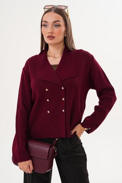 ŞİMAL Women's Button Closure High Neck Cardigan 255093 -