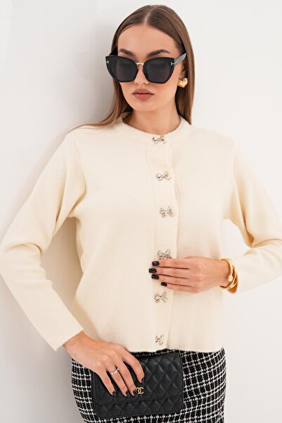 ŞİMAL Women's Bow Button Detailed Jacket 255091 -