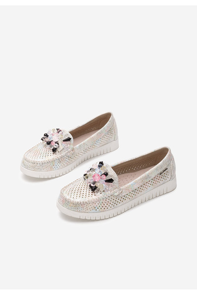 B T Shoes Mocasini de vara dama Lynna V2 albi