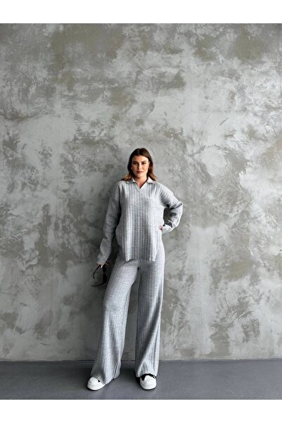 ZF BUTİK Women's Ribbed Knitwear Double Set