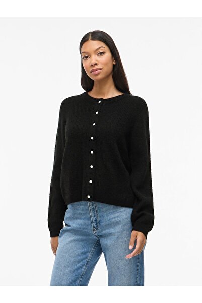 VILA Strickjacke VILORY Rundhals