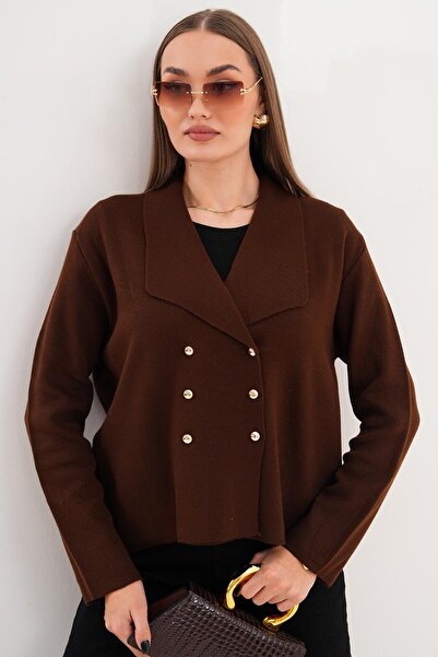 ŞİMAL Women's Button Closure High Neck Cardigan 255093 -