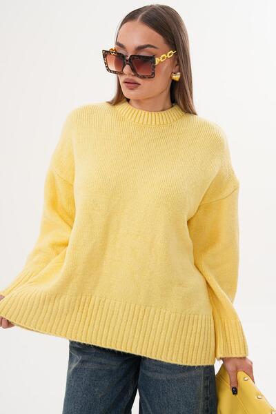 ŞİMAL Pulover oversize tricotat pentru femei, cu jumătate de croșetat, 255087 -