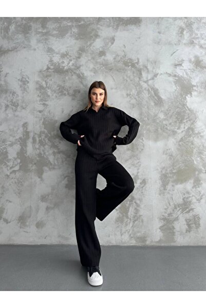 ZF BUTİK Women's Ribbed Knitwear Double Set