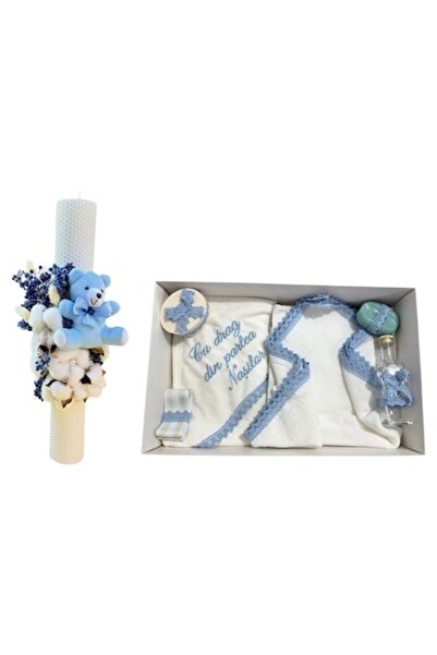 OEM Trusă de botez din muselină și lumânare de ceară, 8 bucăți