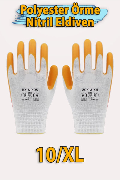 Badem10 Polyester Örme Nitril Eldiven 10XL Kaplama Dayanıklı İş Eldiveni İmal...
