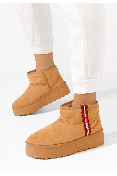 B T Shoes Camelové členkové dámske snehule Liley V2