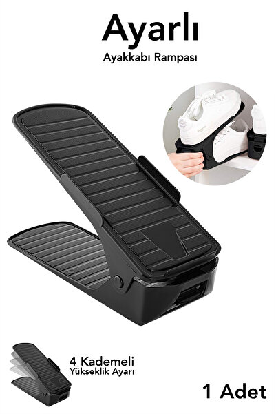 Meleni Home 1 Piece Adjustable Shoe Ramp - Height Adjustable Shoe Organizer I...