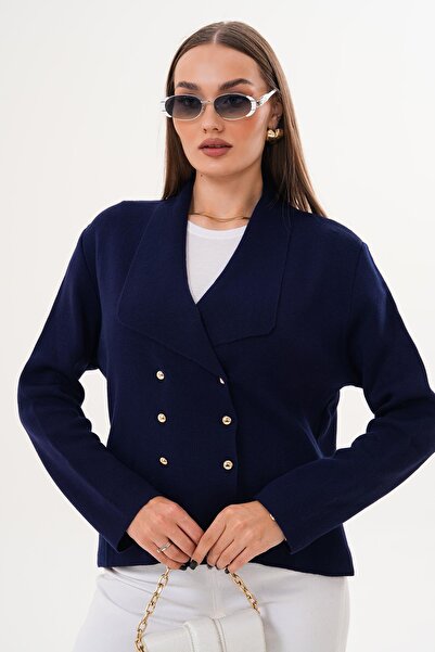 ŞİMAL Women's Button Closure High Neck Cardigan 255093 -