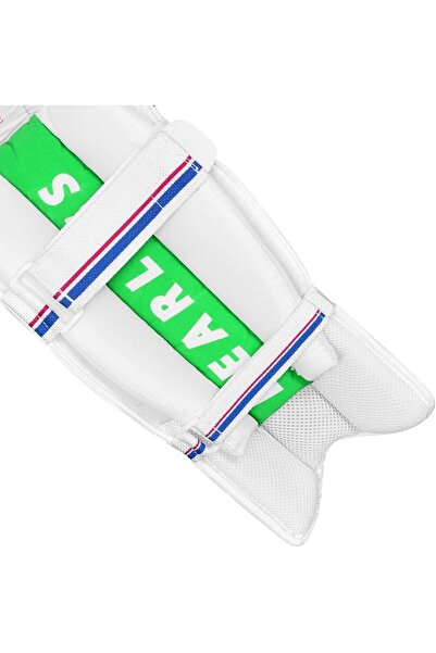DSC Intense Shoc Wicket Keeping Legguard | Youth | White | Leather/PVC | Compact & Durable Fit