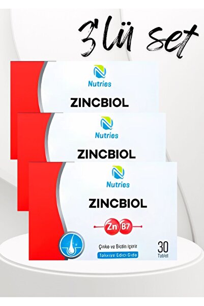 Nutries Zincbiol Çinko Biyotin Takviyesi 30 Tablet – 3’lü Ekonomik Set