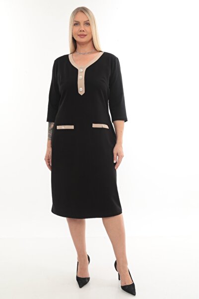 etselements Šaty s krátkým rukávem a výstřihem do V