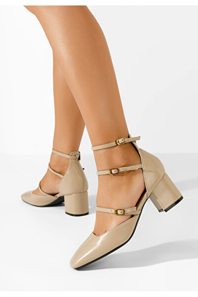 B T Shoes Pantofi cu toc gros Demara V2 bej