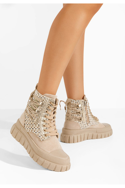 B T Shoes Γυναικεία μποτάκια Brenia χακι