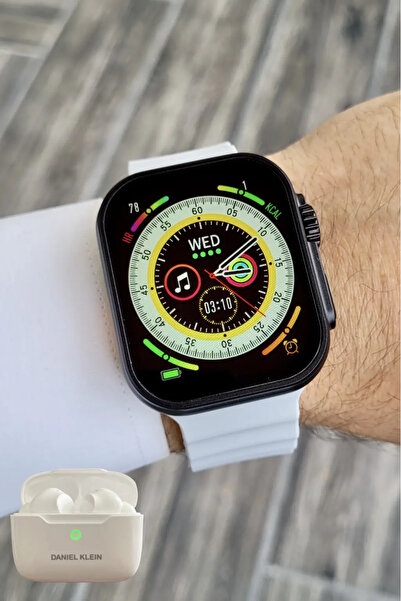 Daniel Klein Android/ios Uyumlu Arama Özellikli Gri Renk Kordonlu Akıllı Kol Saati ve Bluetooth Kulaklık