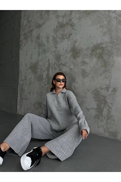 ZF BUTİK Women's Ribbed Knitwear Double Set