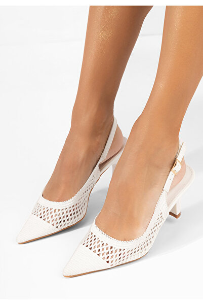 B T Shoes Bílé lodičky s otevřenou pätou Deevina