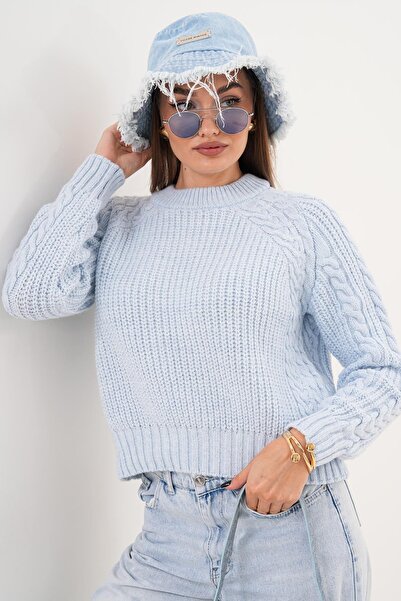 ŞİMAL Women's Sleeves Knitted Patterned Knitwear Knitted Sweater 255084 -