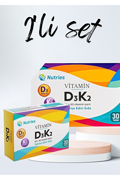 Nutries D3K2 Vitamin Supplement 30 Tablets – Advantage Pack of 2