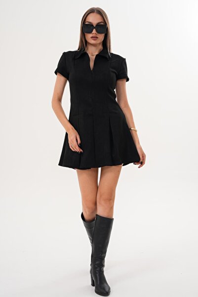 ŞİMAL Women's Collared Suede Dress 255067 -