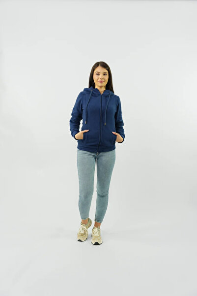 Masstex Hanorac navy Alaska pentru femei – 100% micropolar, glugă și fermoar