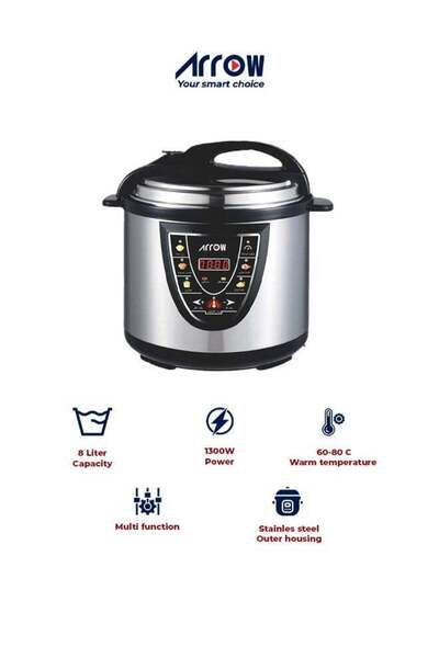ARROW قدر ضغط كهربائي صغير سعة 8 لتر، 1300 واط، موديل RO-08SEC
